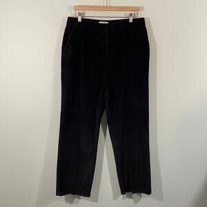 Vintage Talbots Petites Women's Black Curduroy Wide Straight Leg Pants Size 16